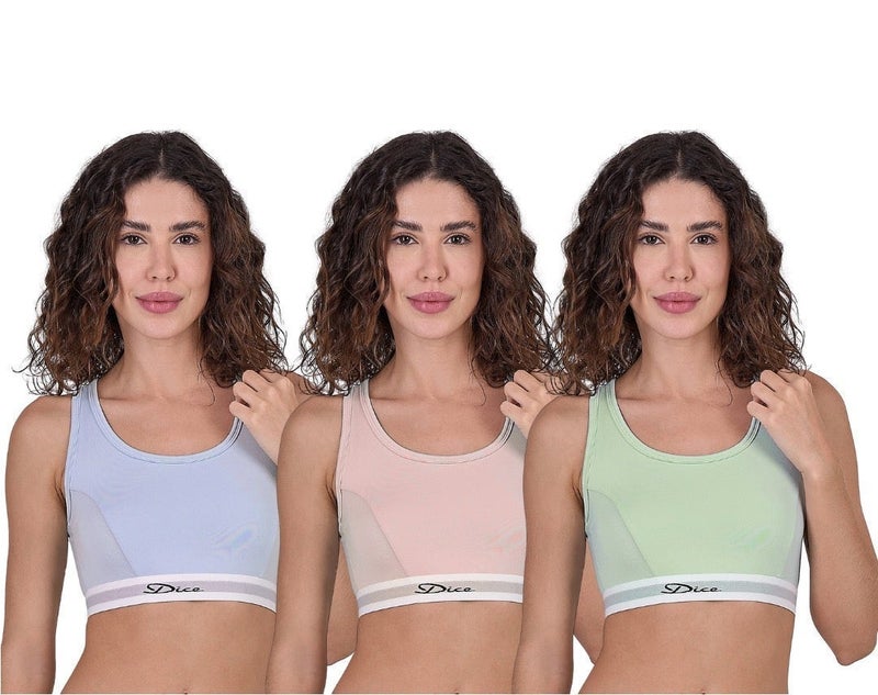 DICE Women Soft Non Padded Bra Bundle of 3 Different Colors - Image 2